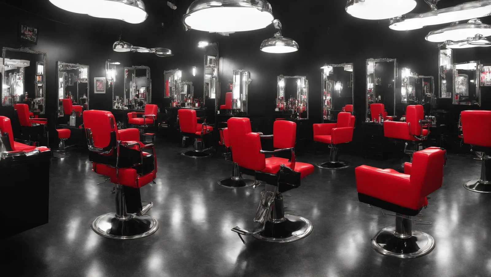 Bright salon interior with styling chairs and plants